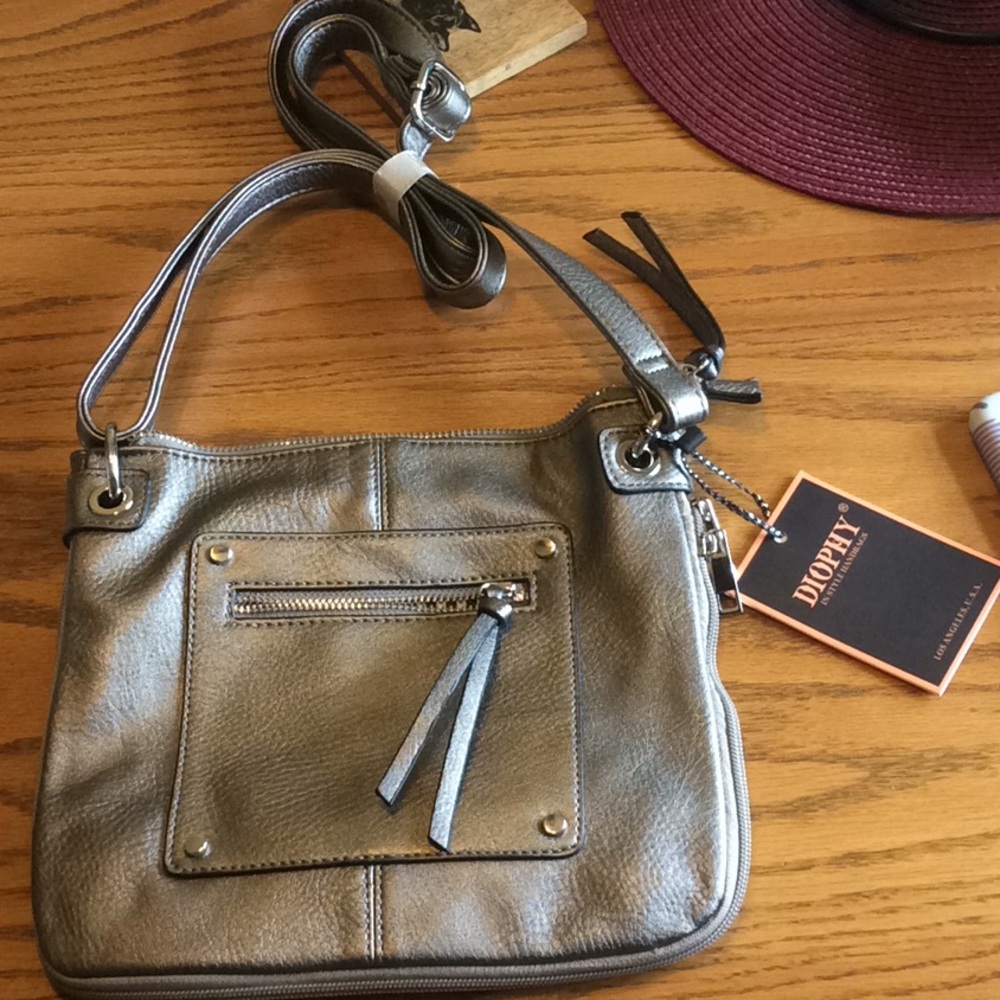 NWT, Diophy, L.A., Bronze/pewter colored Crossbody